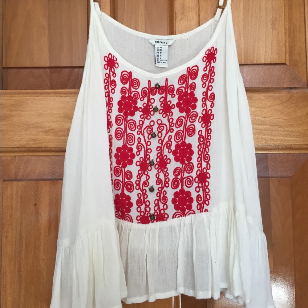Forever 21 detailed white tank top